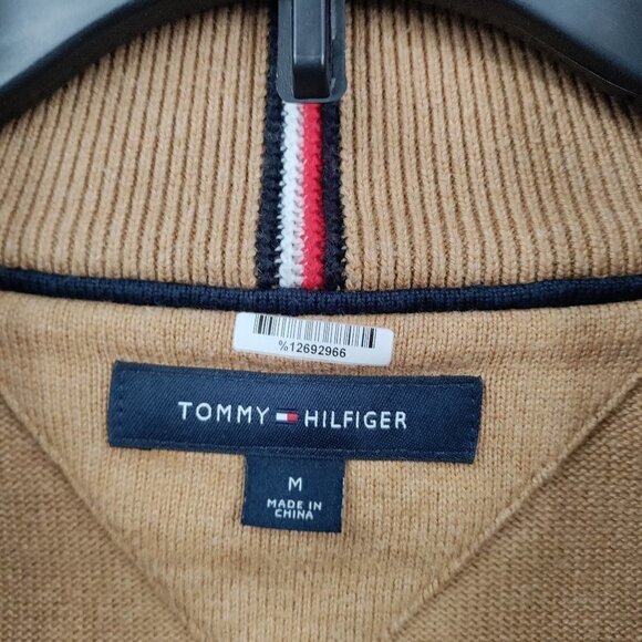 Tommy Hilfiger Cotton Turtleneck Quarter-Zip Pullover Sweater Medium Men Brown - Picture 5 of 11